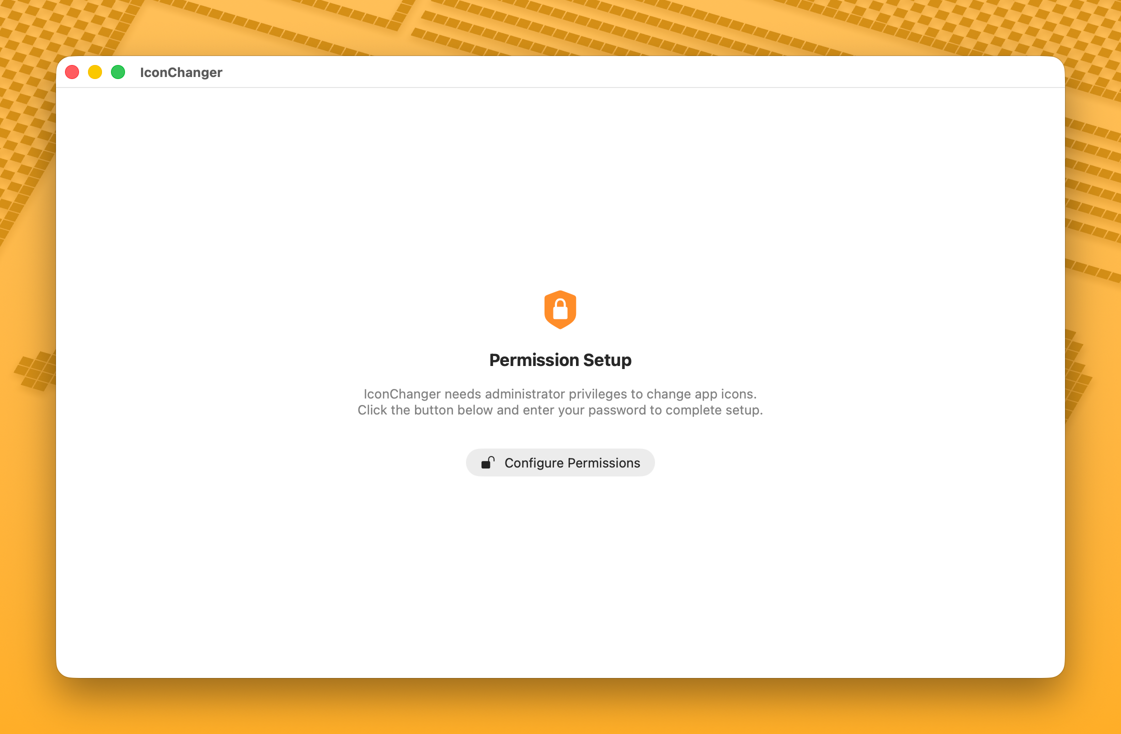 First launch setup screen